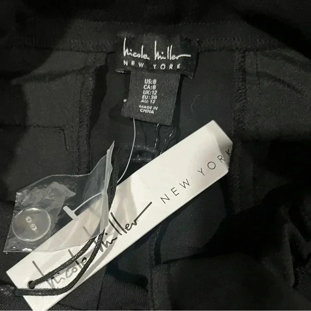 NWT Nicole Miller size 8 wide leg belted pants with pockets - Picture 2 of 4